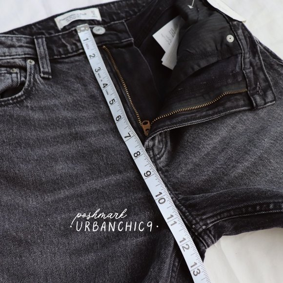 NWT ABERCROMBIE Curve Love 90s High Rise Straight Jean Gray Side Slit size 27 - Picture 8 of 14